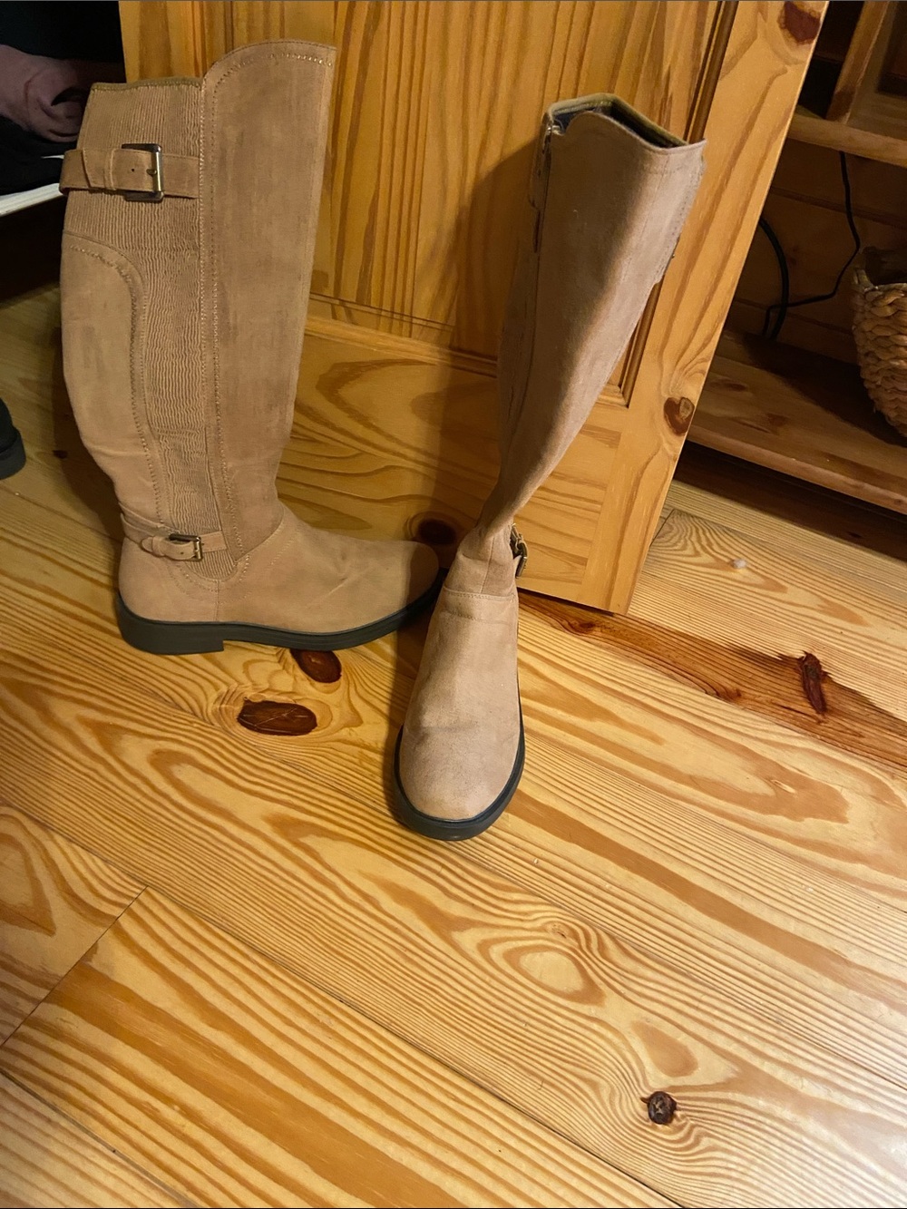 White Mountain Tall Suede Riding Boots in Light Brown